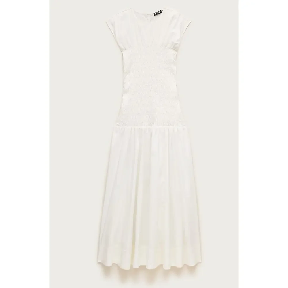 J Crew Smocked Dress S Poplin NWT CS730 Travel Resort Romantic Western Coastal